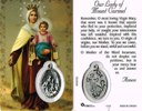 OUT LADY OF MT CARMEL LAMINATED MEDAL PRAYERCARD