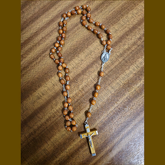 Light wood rosary beads